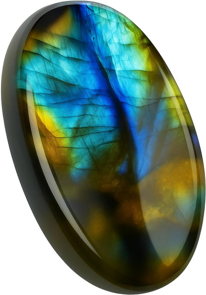 Natural Polished Thumb Palm Crystal for Meditation, Labradorite Worry Stone for Stress Relief, Anxiety Support & Pocket Reiki Healing