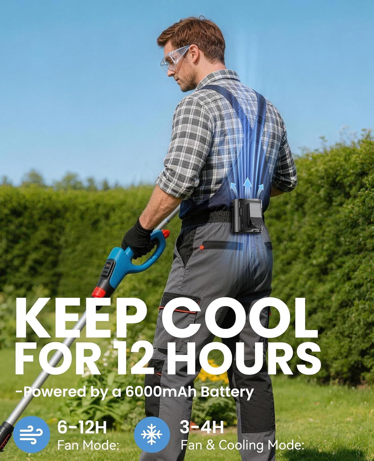 Portable Waist Fan with Ice Cooling, 4-in-1 Clip-On Fan for Car/Shirt/Hat/Belt, 16000RPM Strong Airflow, 12H Runtime, 100 Speed Settings, Wearable Fan for Outdoor Work, Camping, Travel Black