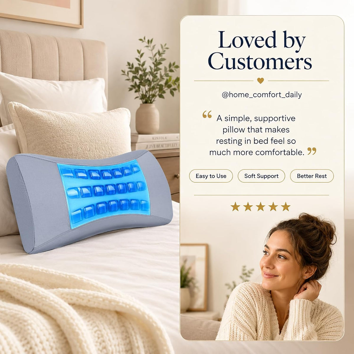 Lumbar Support Pillow for Bed Relief Lower Back Pain with Cooling Gel: Sciatica Lower Back Pillow for Sleeping-Memory Foam Waist Pillow for Side/Back/Stomach Sleepers-Bed Rest Pillow for Car, Sofa