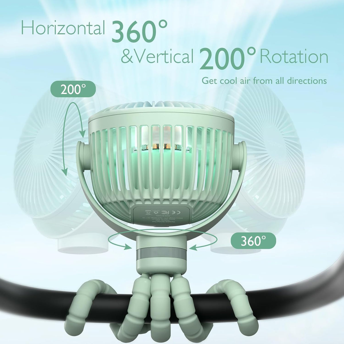 Momcozy 8000mAh Portable Stroller Fan | 27H Ultra-long Battery Life