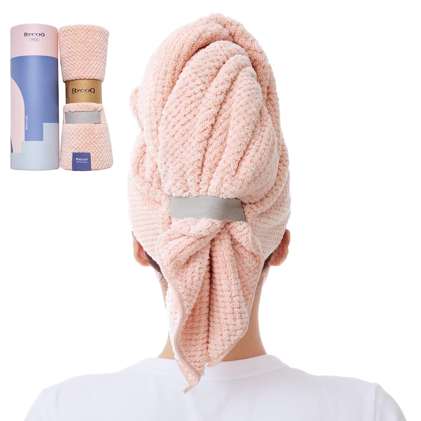 Large Microfiber Hair Towel Wrap for Women, Anti Frizz Drying Towel, Fast Dry Turban Wet Hair, Long, Thick, Curly Super Absorbent Soft Towels - White