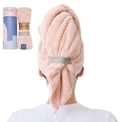 Large Microfiber Hair Towel Wrap for Women, Anti Frizz Drying Towel, Fast Dry Turban Wet Hair, Long, Thick, Curly Super Absorbent Soft Towels - White