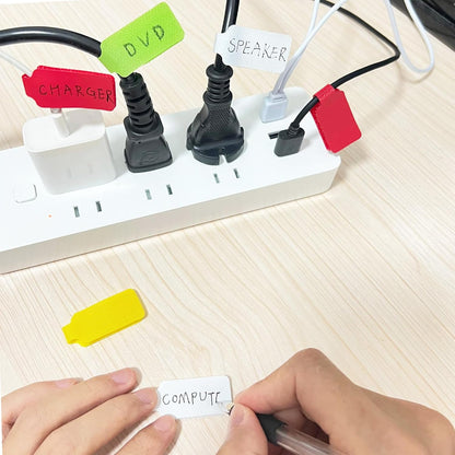 60 Pieces Cable Labels & Reusable Hook and Loop Fastening Ties Set - 30 Pieces Cord or Wire Labels & 30 Pieces Labels for Electronic Cords, Home & Office Cord Management