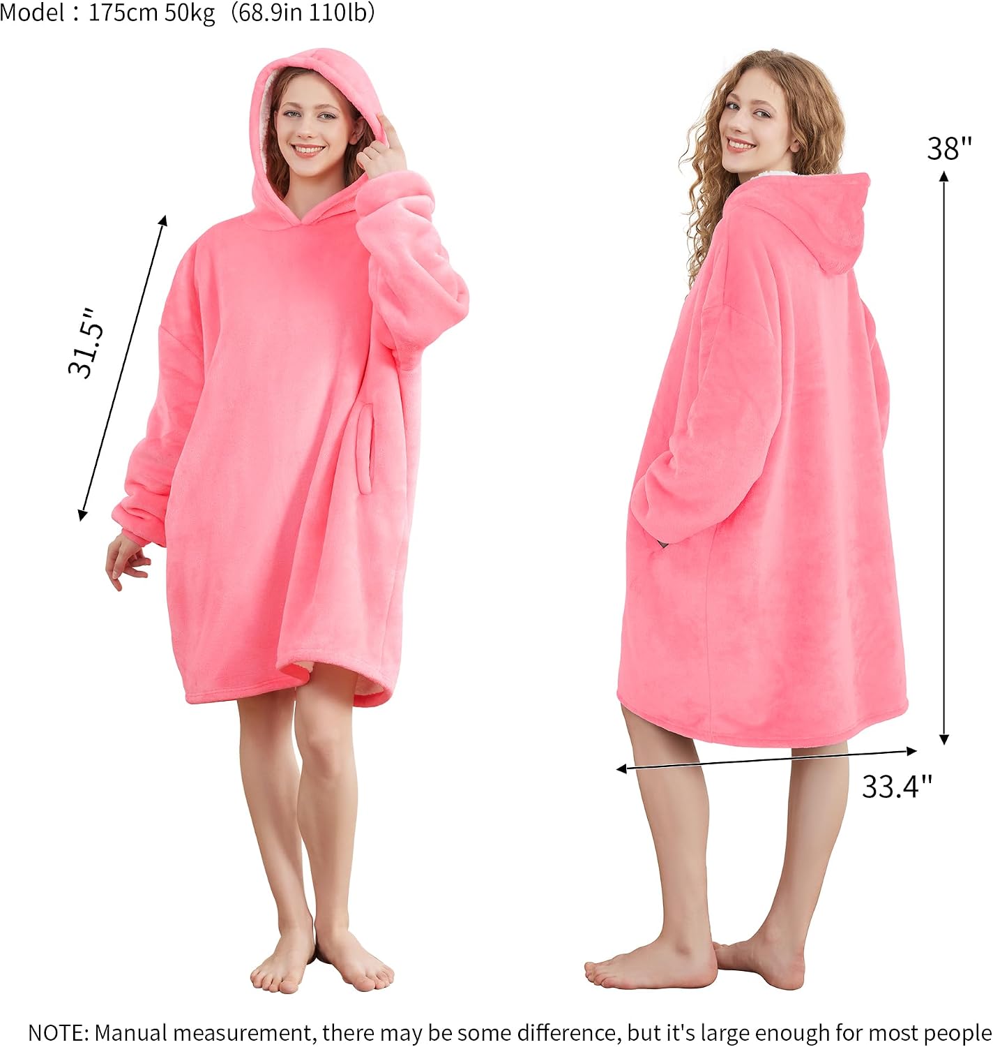 AmyHomie Wearable Blanket Hoodie for Adults & Teens,Oversized Sherpa Hooded Blanket,Warm Cozy Blanket Sweatshirt as Christmas Birthday Gifts for Women Men