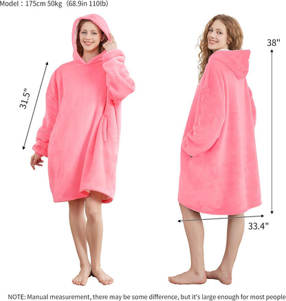 AmyHomie Wearable Blanket Hoodie for Adults & Teens,Oversized Sherpa Hooded Blanket,Warm Cozy Blanket Sweatshirt as Christmas Birthday Gifts for Women Men