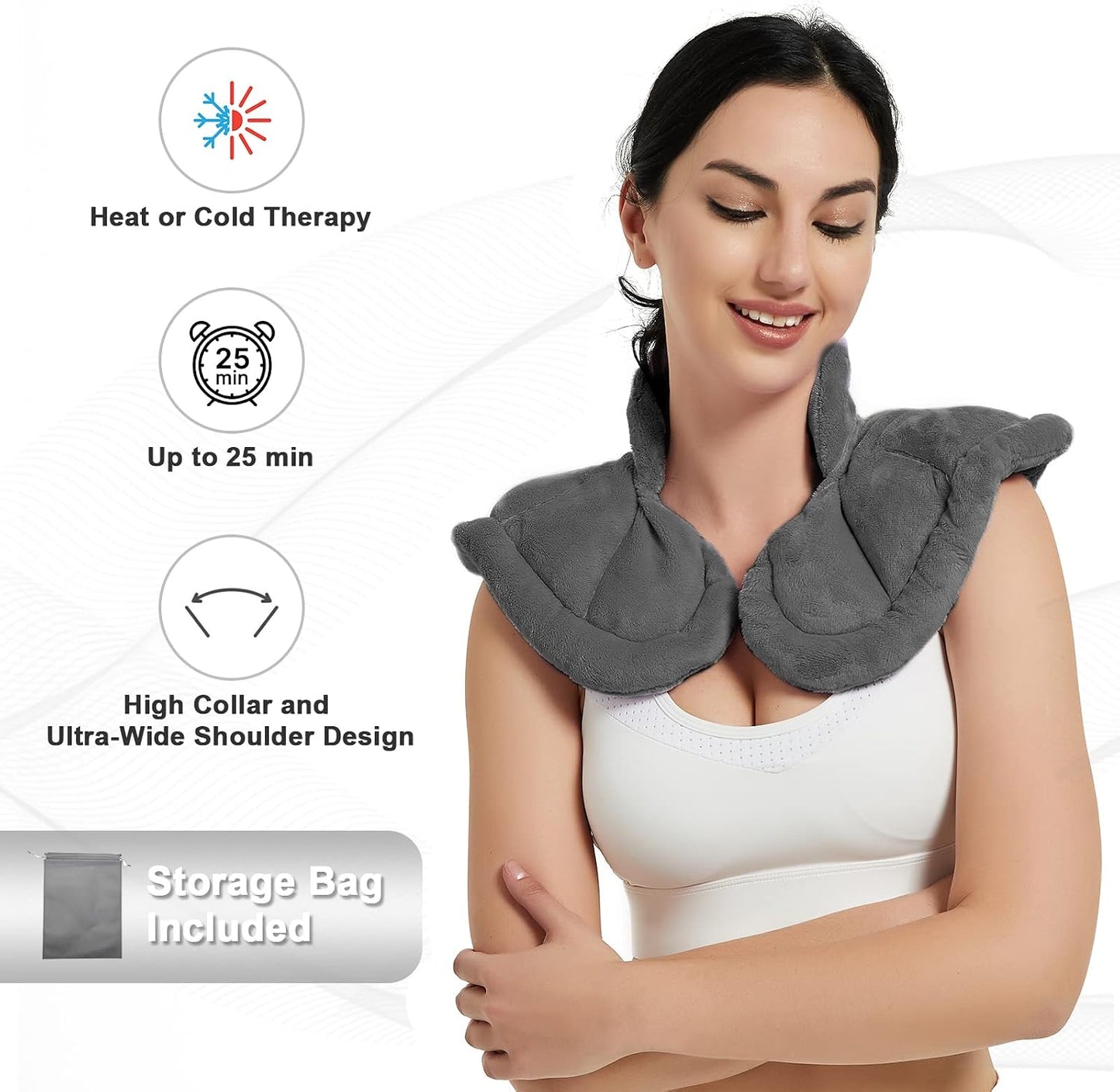 MORLIDEN Neck Heating Pad Microwavable for Shoulders, Warmer Wrap Microwave Heating Pad for Neck and Shoulders for Pain Relief (Navy Blue)