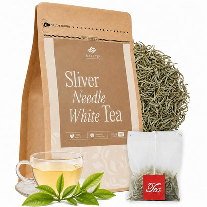 ANNHI TEA Organic Silver Needle White Tea - 24 Tea Bags, Loose Bud Light, Naturally Sweet & Floral, Delicate Herbal Tea Pack, Snow Shan Leaf, Soothing Vietnamese Shan Tea