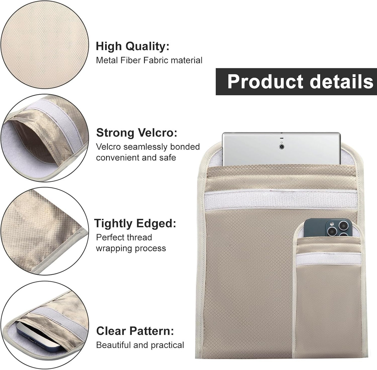 2PCs Security Shield Faraday Cell Phone Sleeve, Smartphone & Tablet PC Anti-Tracking Data Privacy, Electronic Device Wallet Security Silver