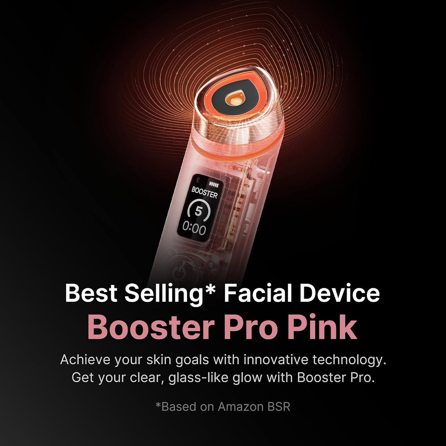 medicube Booster Pro | 6-in-1 Real Glass Glow Beauty Massager | for Clear, Radiant, Firmer-Looking Skin | Korean Skin Care | Black