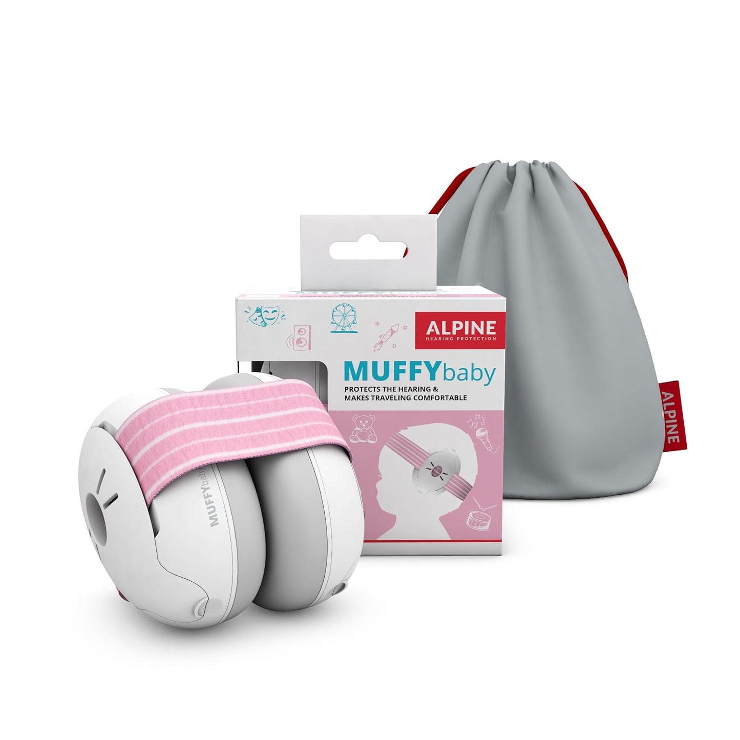 Alpine Muffy Baby Ear Protection for Babies and Toddlers up to 36 Months - CE & ANSI Certified - Noise Reduction Earmuffs - Comfortable Baby Headphones Against Hearing Damage & Improves Sleep - Blush