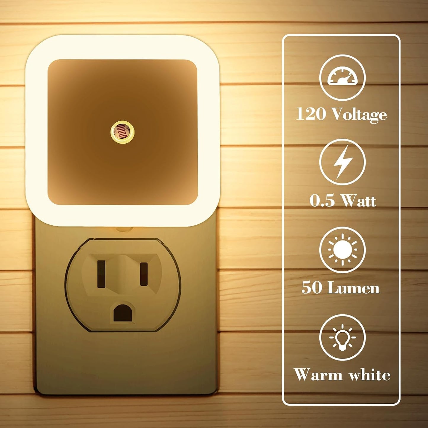 KINUR 6 Pack Night Light, LED Night Lights Plug into Wall with Dusk to Dawn sensors, Plug in Night Lights for Kids Room, Bedroom, Bathroom, Baby Nursery,Stair Lights, Hallway Light, Amber Color