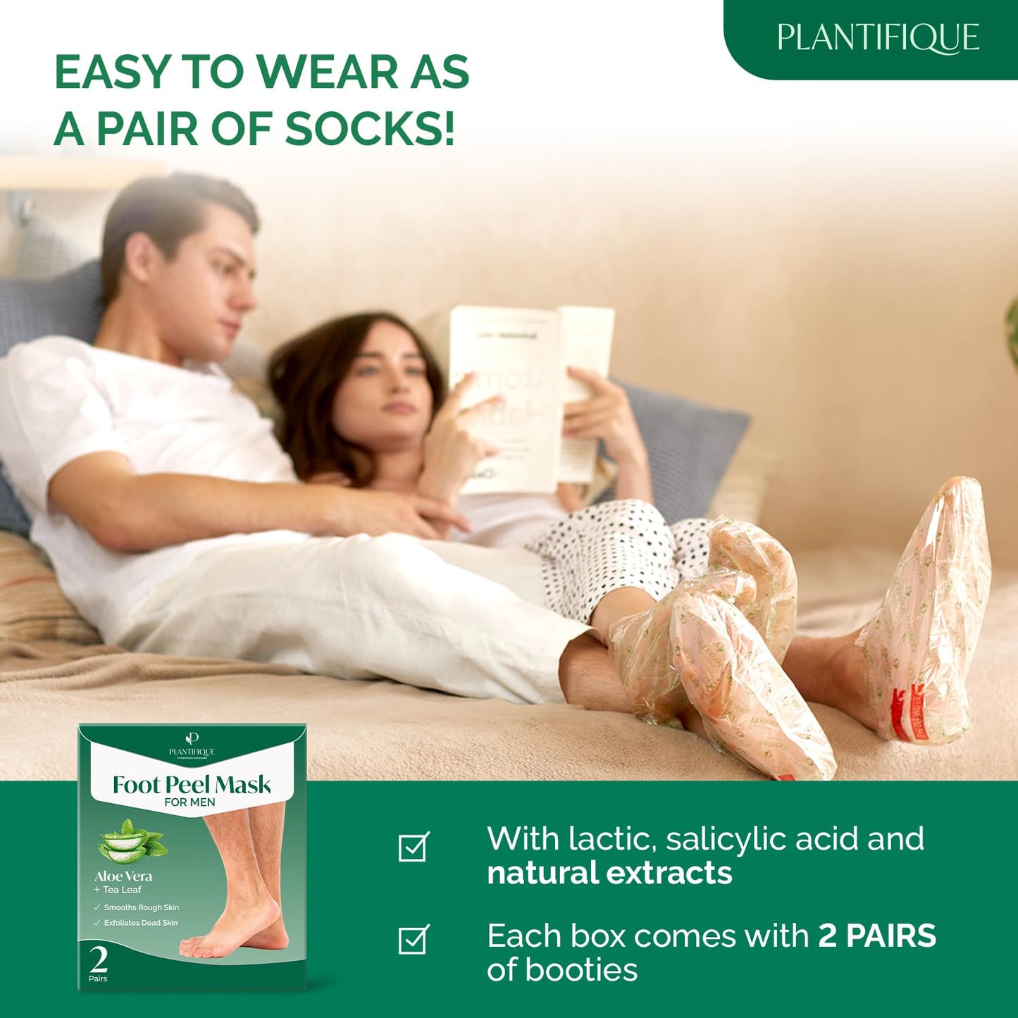 PLANTIFIQUE Foot Peeling Mask 1 Pack | Dermatologically Tested Repairs Heels & Removes Dry Dead Skin for Baby Soft Feet | Exfoliating Foot Peel Mask for Dry Cracked Feet | Peach