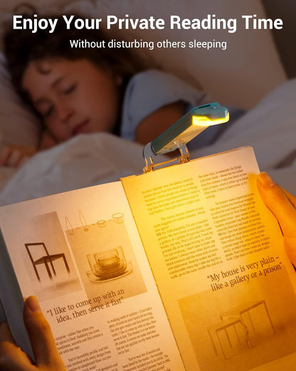 DEWENWILS Book Reading Light, Amber Warm Clip On LED with 3 Adjustable Brightness for Eye Protection, Rechargeable USB, Perfect for Bookworms, Kids (White)