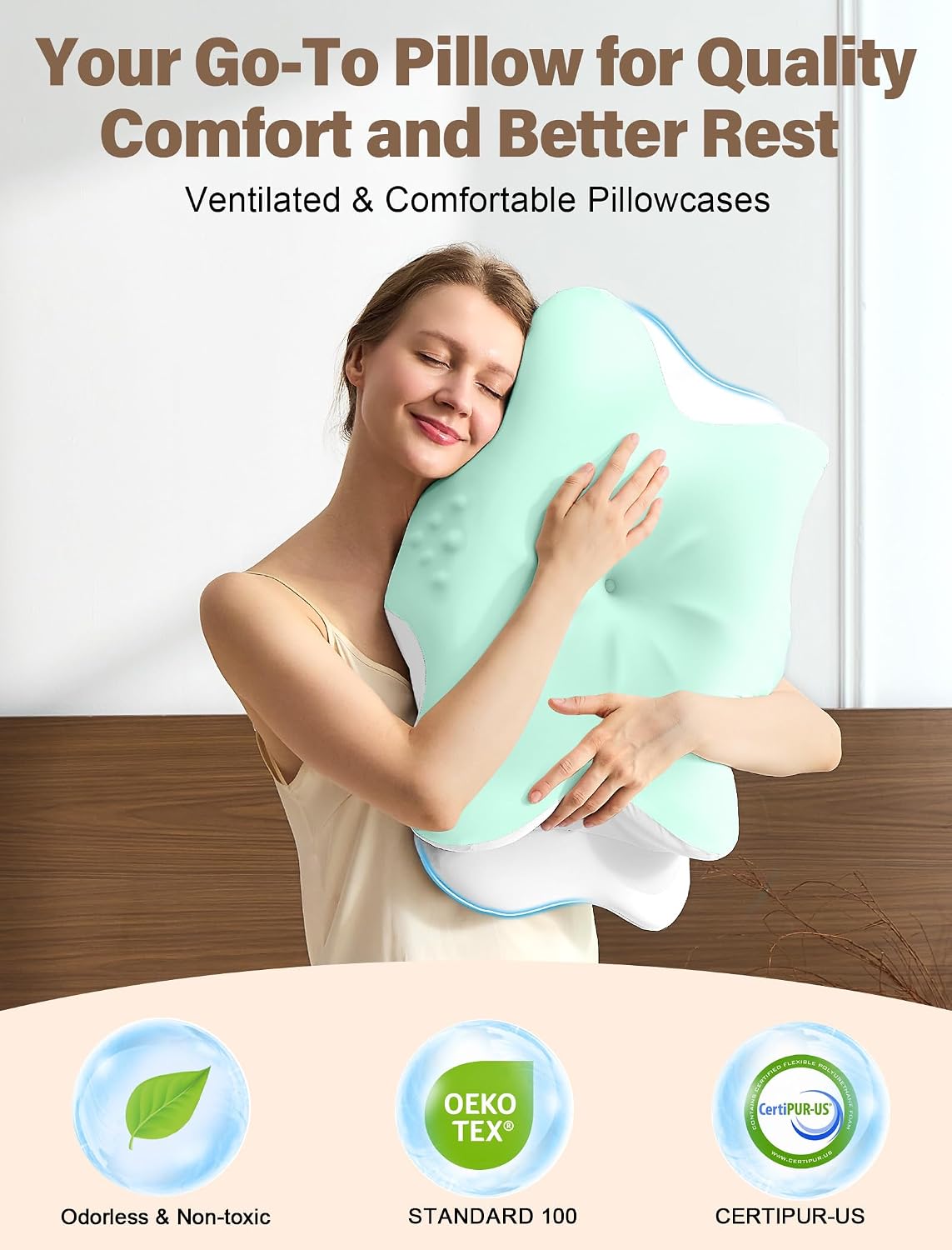 Cervical Neck Pillow for Pain Relief – Ergonomic Memory Foam Pillow for Side Sleeper Contour Orthopedic Bed Pillow for Neck Support with Cooling Cover – Ideal Christmas Birthday Gift for Women Men