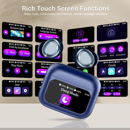 Sleep Earbuds Bluetooth 5.4 in Ear Touch Screen Sleep Headphones, Small Design Mini Sleep Earbuds for Side Sleepers with Sleep Mode, 48H Playtime Sleep Earphones Clear Calls, Raven Black