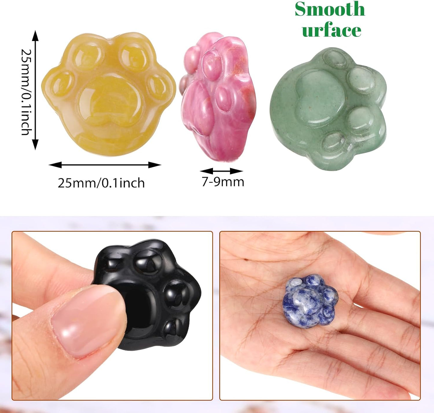 BBTO 12-Piece Worry Stones - Black Obsidian Crystal Thumb Stones for Stress Relief Meditation