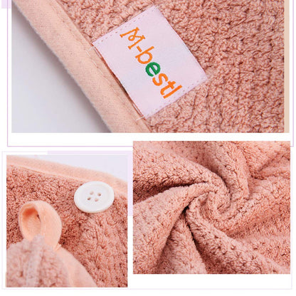 M-bestl 2 Pack Microfiber Hair Towel Wrap,Hair Drying Towel with Button,Quick Dry Hair Towel Turban for Women,Absorbent Anti-frizz Head Towel for Long Thick Curly Hair(Pink&Beige)