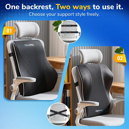 Niceeday Lumbar Support Pillow for Office Chair Car Back Support Pillow, Memory Foam Gaming Chair Desk Chair Back Cushion for Lower Back Pain Relief, Ergonomic Back Rest,Office Home Essentials