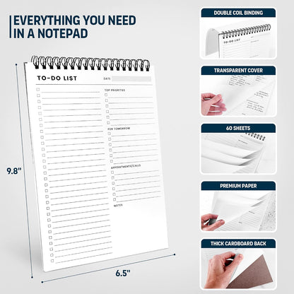 Weekly Planner Pad: To Do List Desk Notepad with Multiple Sections - 8.5x11" 52 Sheets - Undated Tear Off Notebook Calendar - Habit Planning Tracker, Task Goal Checklist Organizer - Agenda Plan Pad