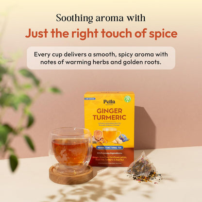 Pella Nutrition Ginger Turmeric Herbal Functional Tea - 25 Teabags