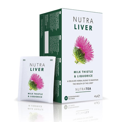 NUTRALIVER - Detox Tea for Liver Cleansing and Support - With Milk Thistle, Turmeric & Fennel - 20 Tea Bags - Herbal Tea by Nutra Tea