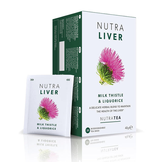 NUTRALIVER - Detox Tea for Liver Cleansing and Support - With Milk Thistle, Turmeric & Fennel - 20 Tea Bags - Herbal Tea by Nutra Tea