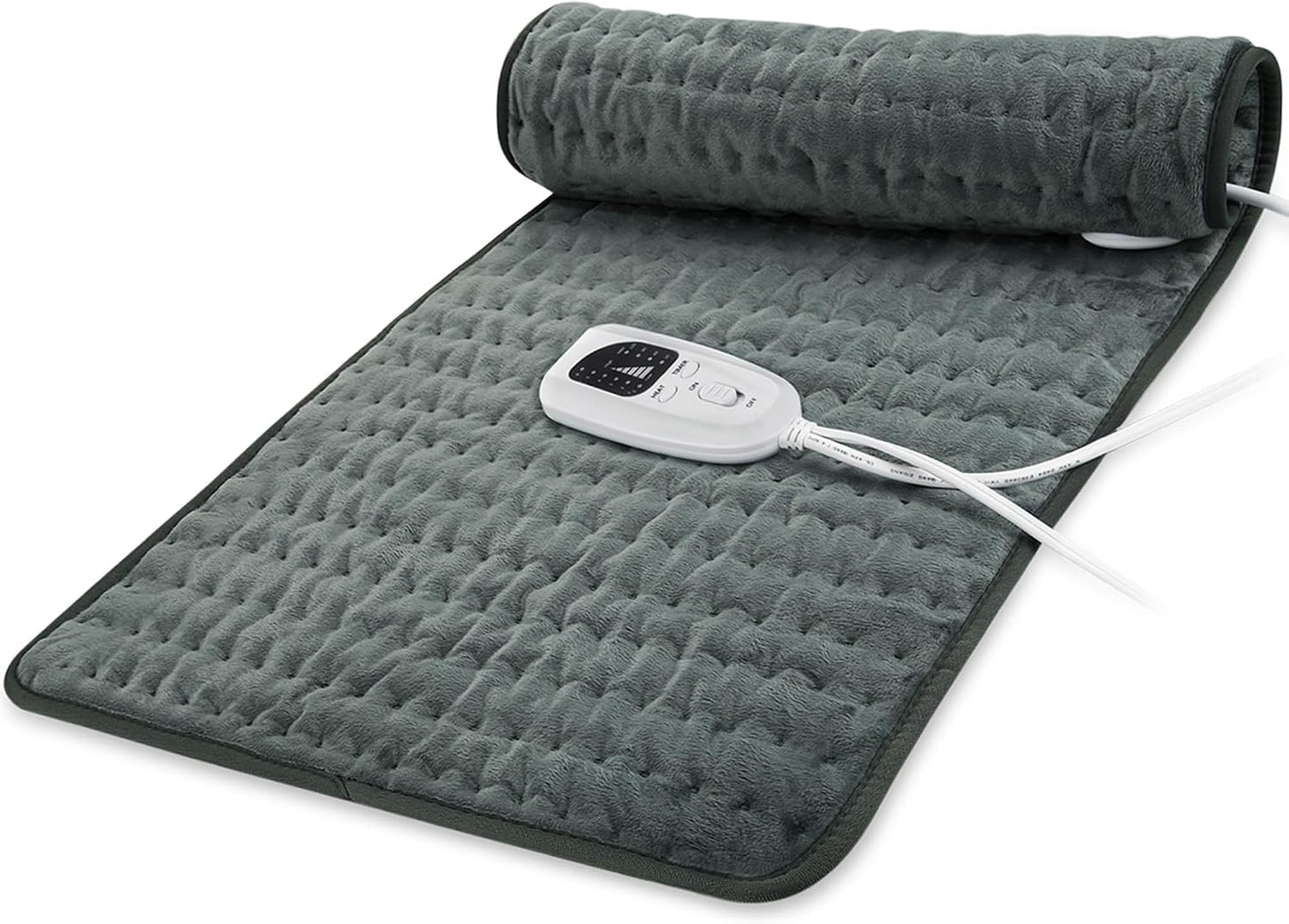 Electric Heating pad with 6 Heat Settings, Auto Shut Off, Dry Electric Heating for Back Neck Knee Arms Legs Shoulder Heat Pads for Christmas Birthday Father Mother's Day (24"X12", Gray Green)