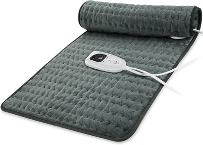 Electric Heating pad with 6 Heat Settings, Auto Shut Off, Dry Electric Heating for Back Neck Knee Arms Legs Shoulder Heat Pads for Christmas Birthday Father Mother's Day (24"X12", Gray Green)