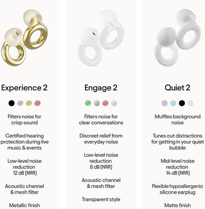 Loop Experience 2 Ear Plugs – Stylish Certified Hearing Protection for Concerts & Festivals, Live Events, Musicians, Sports, DJs and Nightlife – 17dB Noise Reduction Earplugs (High-Fidelity)