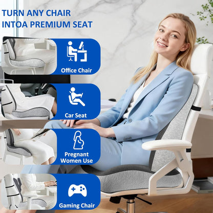 Lumbar Support Pillow for Office Chair,Seat Cushion with Back Support,Office Chair Cushion for Tailbone Pain,Sciatica and Hemorrhoid Relief (Black)