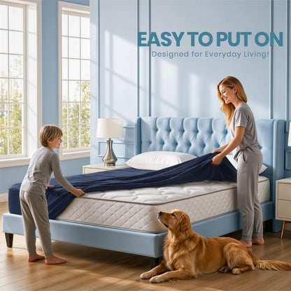 Queen Size Mattress Protector Waterproof, Premium 200 GSM Terry Mattress Cover, Soft & Breathable Bed Cover, Fitted Sheet Style Stretchable Deep Pockets 17" by Utopia Bedding (White)