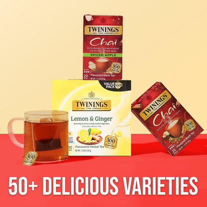 Twinings Spiced Apple Chai Black Tea Bags, 20 CT Box (6 Pack)