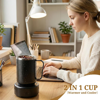 Temperature Control Coffee Mug, 16.9oz Smart Coffee Cup Warmer Heated Mug, 2-in-1 Cooling Cup (Cooling&Heating) Hot up to 131°F, Auto Shut Off for Home Office Birthday