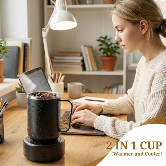 Temperature Control Coffee Mug, 16.9oz Smart Coffee Cup Warmer Heated Mug, 2-in-1 Cooling Cup (Cooling&Heating) Hot up to 131°F, Auto Shut Off for Home Office Birthday