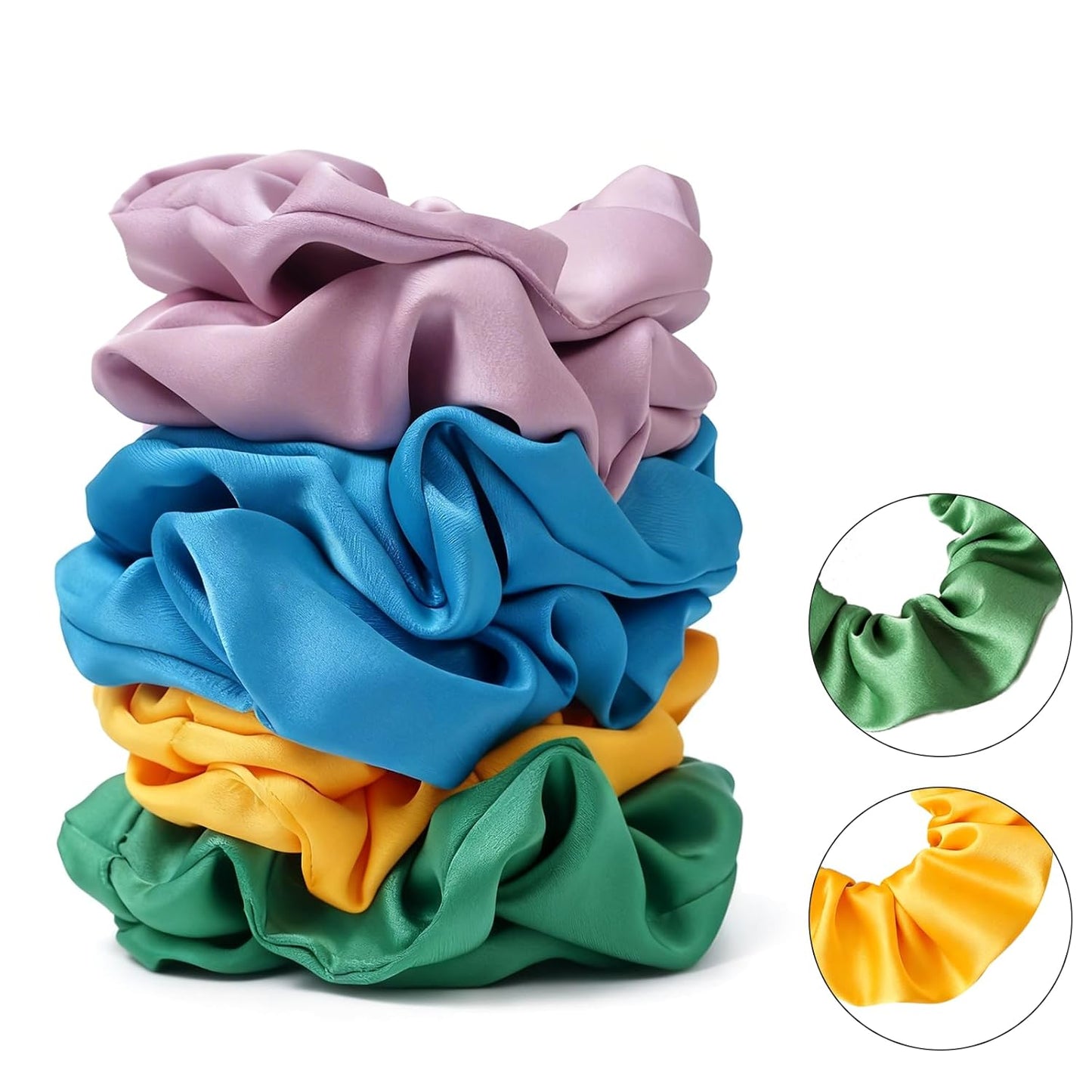 Satin Scrunchies for Women – 8PCS Blush & Brown Silk Hair Ties Set – No Crease, Frizz-Free, Gentle Elastic Hair Bands, Soft & Stylish Everyday Hair Accessories Gifts
