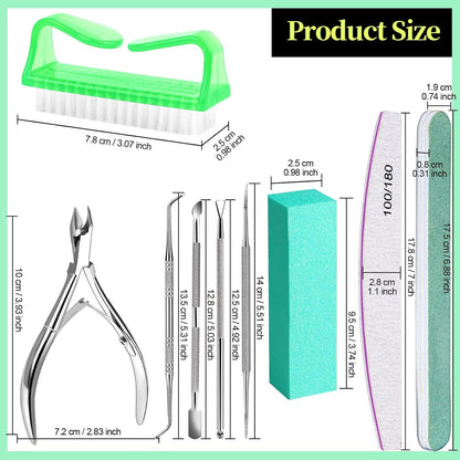 FANDAMEI Nail Care Kit, Nail Files 100/180, Nail Buffer Block, Cuticle Nippers, Cuticle Trimmer, Cuticle Pusher, Nail Tools, Nail Kit, Pedicure & Manicure Tools, Nail Prep Kit, Manicure Kit for Women