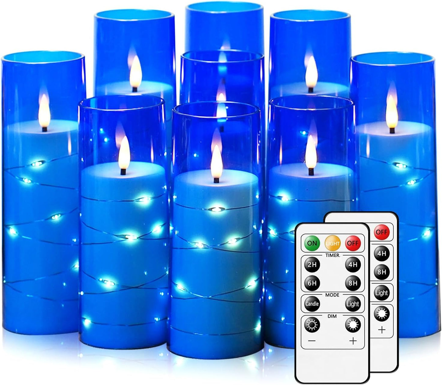 Nimiko Flickering Flameless LED Candles,Battery Operated Candles 24 Pcs with Embedded Star String,Acrylic LED Pillar Candles with Remote,Suitable for Home Decoration to Create an Atmosphere (White)