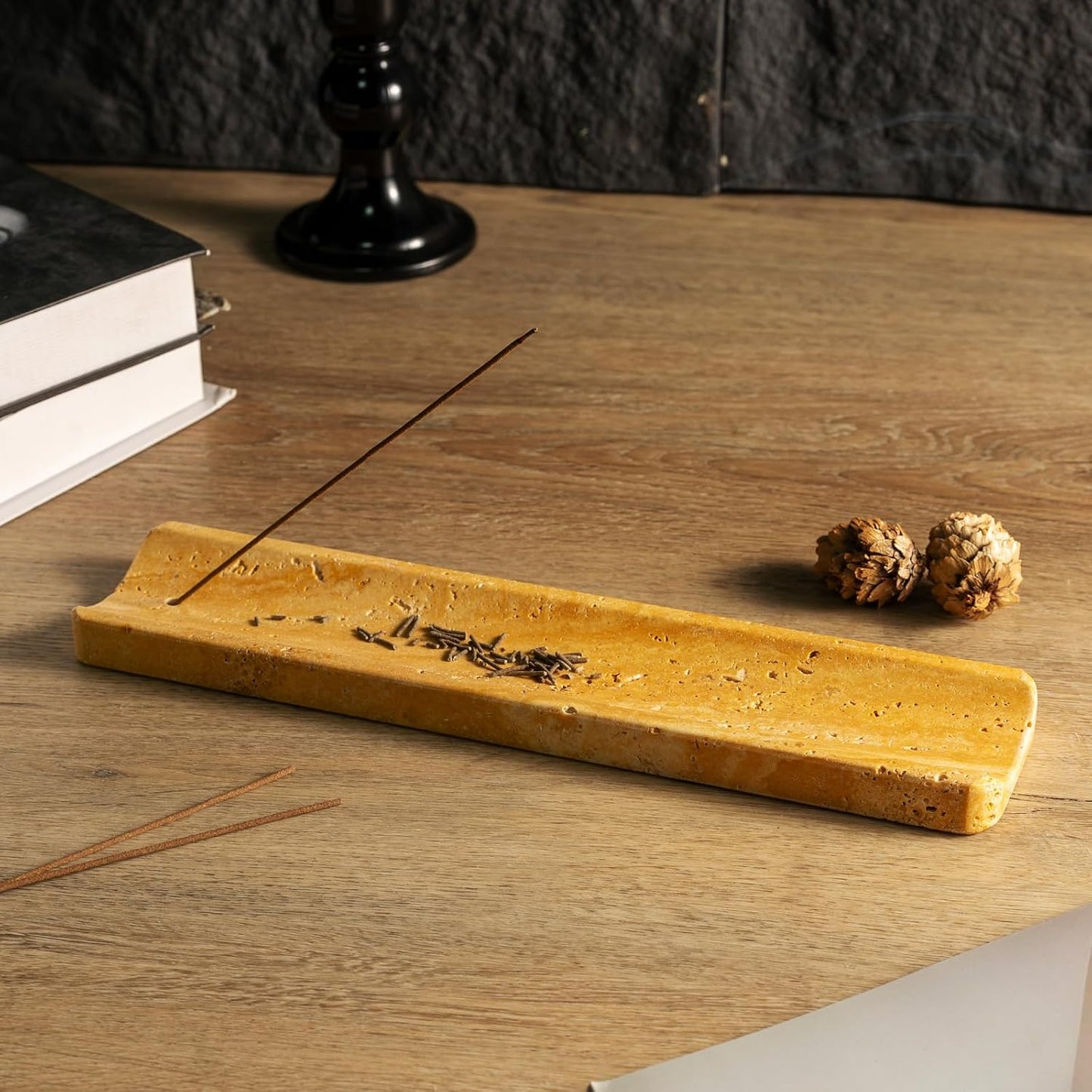 Koville Marble Incense Holder, Incense Holder for Sticks, Incense Sticks Holder Ash Catcher for Meditation Yoga SPA, Natural Stone Incense Burner, Home Table Decor (Grey)