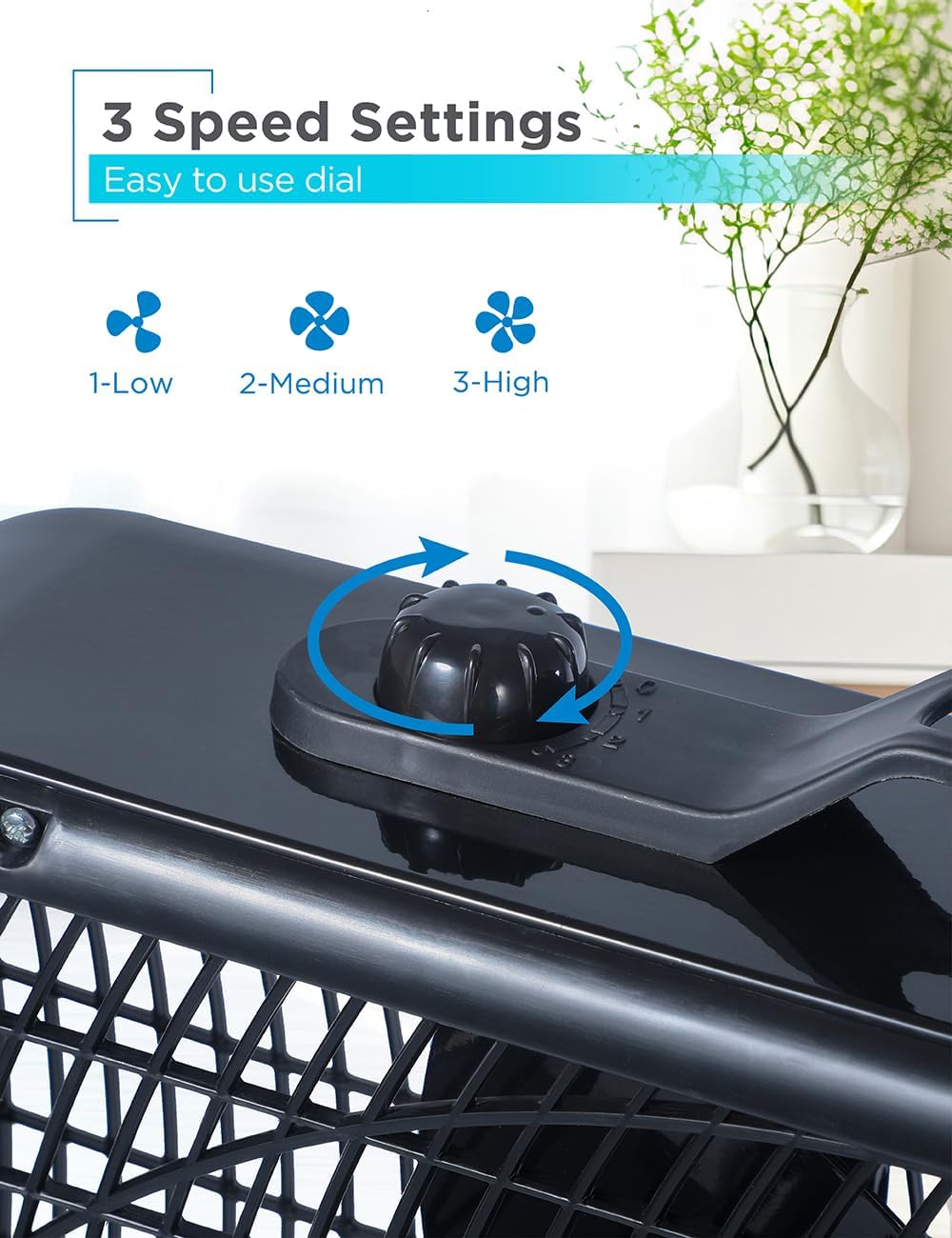 BLACK+DECKER 4" Convertible Cooling Fan, 3-Speed, Type-C USB, 2-Pack, Black