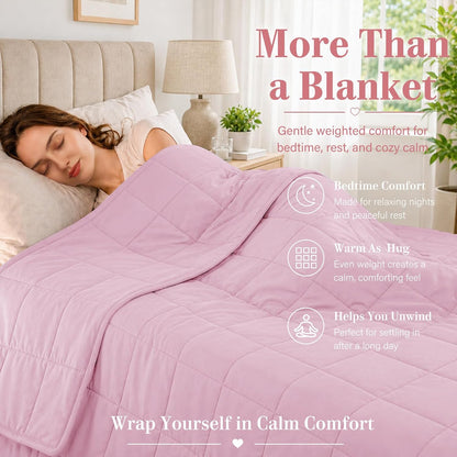 L'AGRATY Weighted Lap Pad 7lb: Small Weighted Blanket for Adults - Cooling Portable Travel Blanket for Relaxation Sleeping - Washable All-Season (29" x 24")