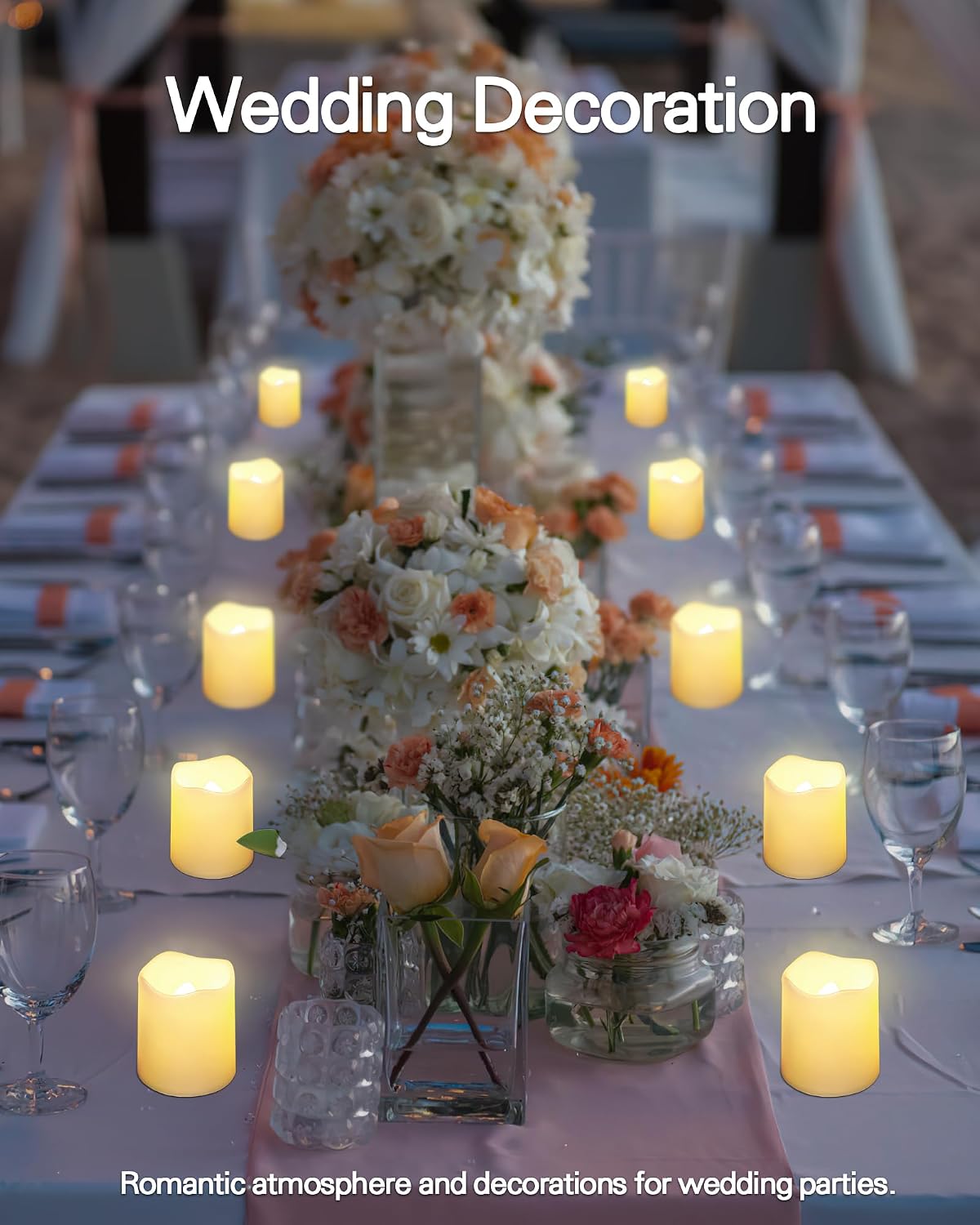 SHYMERY Flameless Votive Candles,Flameless Flickering Electric Fake Candle,24 Pack 200+Hour Battery Operated LED Tea Lights in Warm White for Wedding, Table, Halloween,Christmas Decorations 1.5"X1.7"