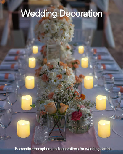 SHYMERY Flameless Votive Candles,Flameless Flickering Electric Fake Candle,24 Pack 200+Hour Battery Operated LED Tea Lights in Warm White for Wedding, Table, Halloween,Christmas Decorations 1.5"X1.7"