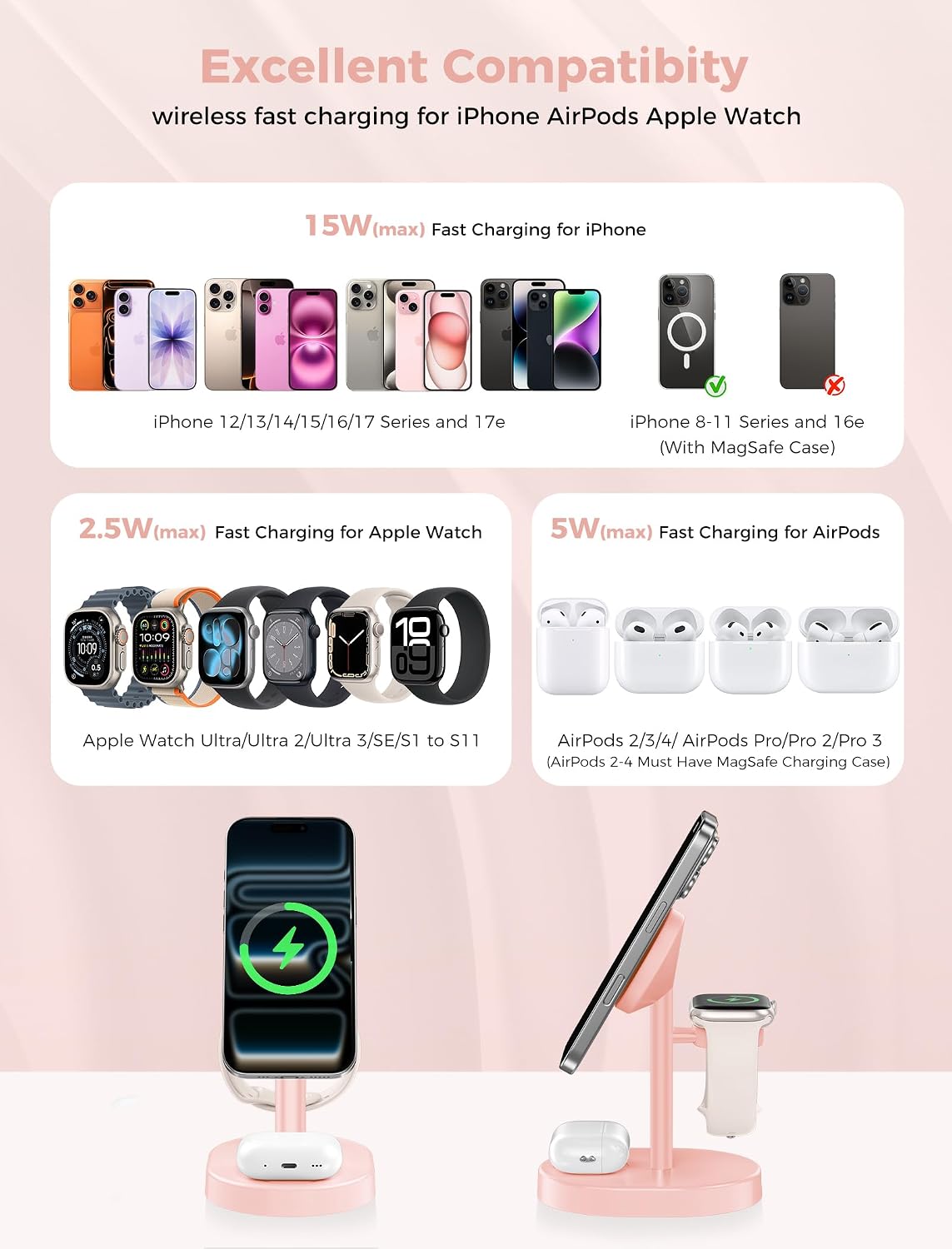 Mag-Safe Charger 3 in 1 Charging Station for iPhone Apple Watch AirPods