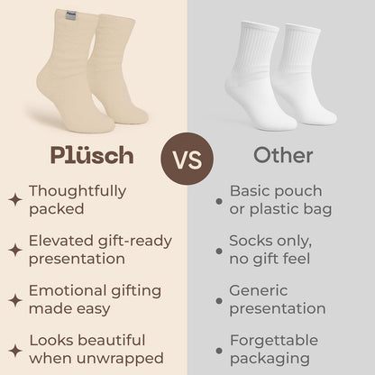 Plüsch Gift for Women – Ultra-Soft Cozy Cloud Socks in Kraft Envelope – Thoughtful Self-Care, Unique Birthday Gifts for Women