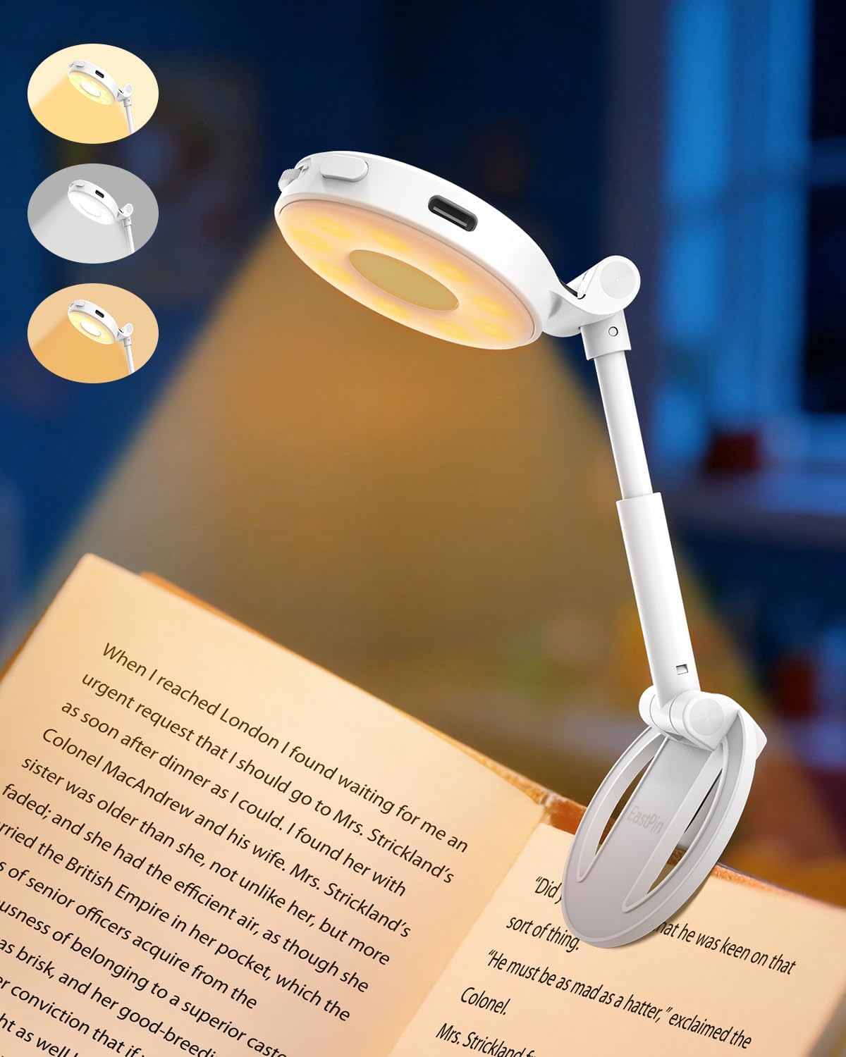 18 LED Rechargeable Clip On Book Light for Reading in Bed