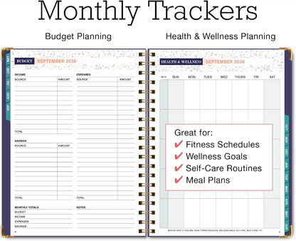 FAMILY PLANNER ORGANIZER – 8.5" x 11" Weekly & Monthly Calendar (May 2026-Jun 2027). 5+ People, Meal Planning, Budgeting, Habit Tracker – Hardcover, Household Schedule Organizer for Parents, Kids, & Caregivers (Navy Gold Numbers)