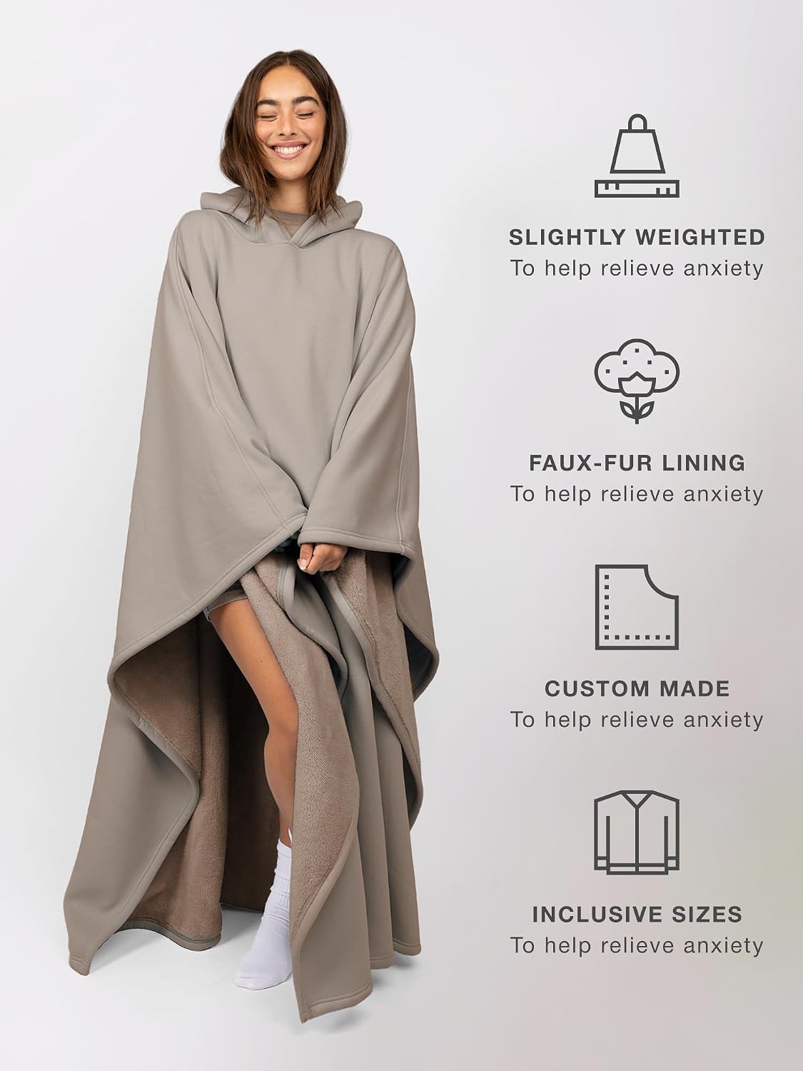 FREE THE SHEEP Eden Hoodie – Oversized Weighted Hoodie Cloak with Ultra-Soft Faux Fur Liner