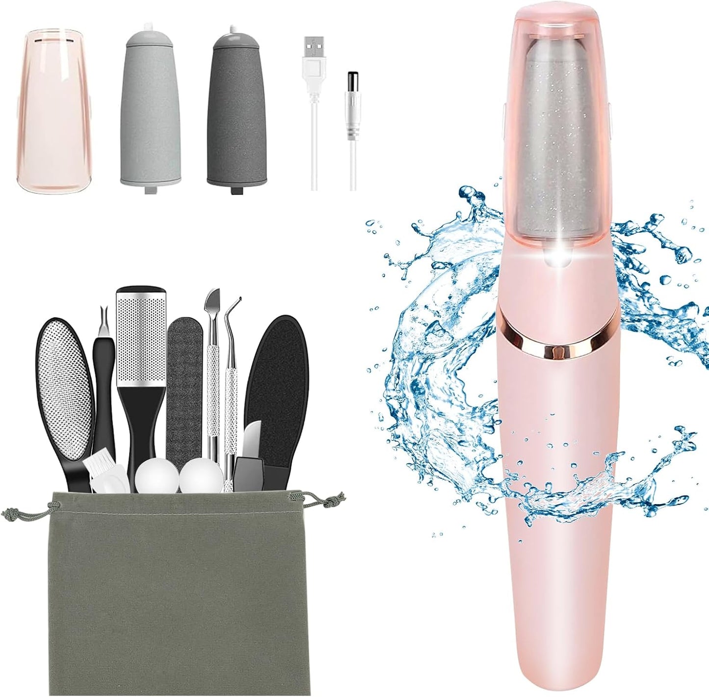 Electric Callus Removers for Feet, Haootadiy Electric Foot Callus Remover Pedicure Kits Rechargeable with12 in 1, Removes Dry Skin for Smoother Feet, Foot Care for Dead Skin Ideal Gift, Assorted
