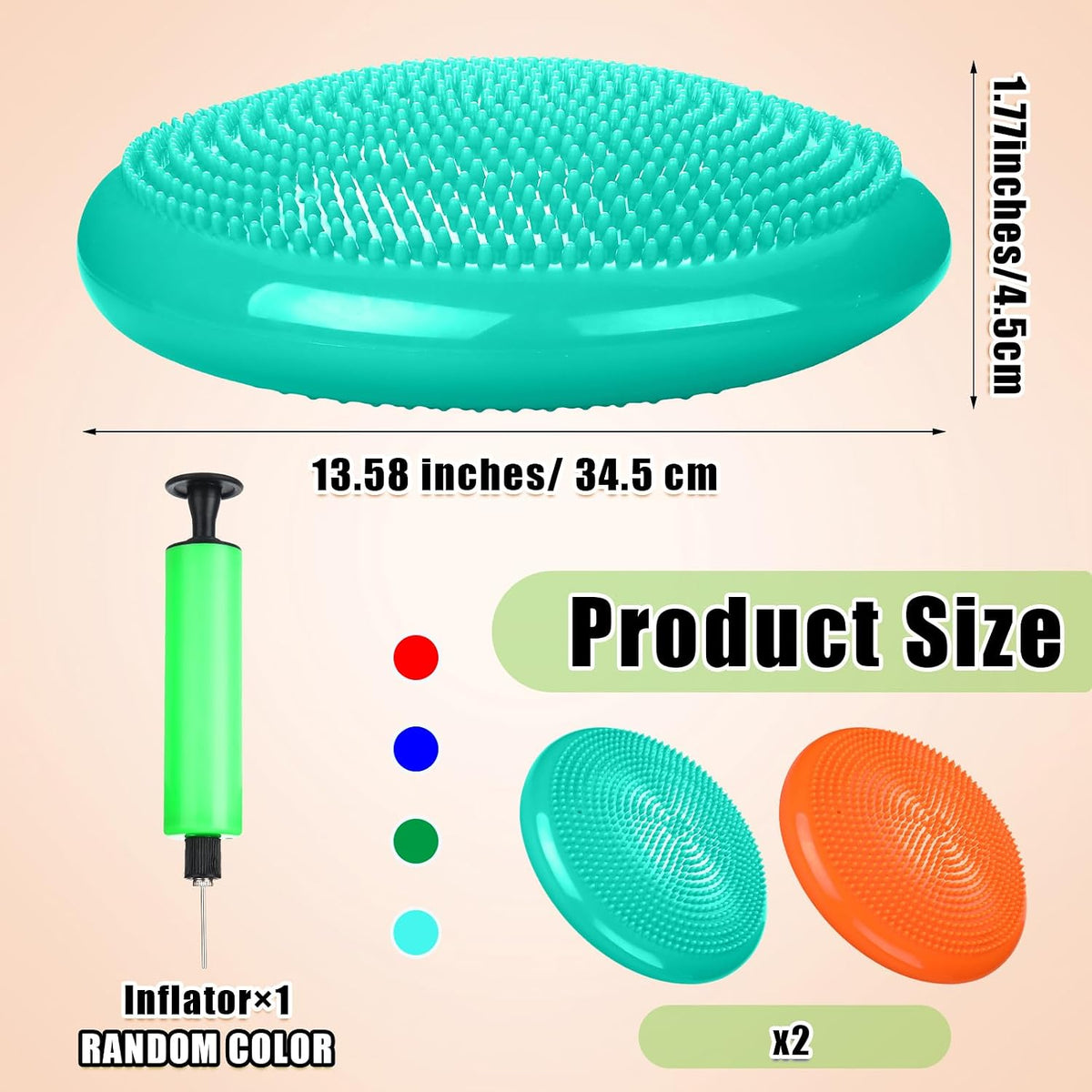 Silipull 2 Pcs Wiggle Seat Inflated Wobble Cushion Flexible Balance Disc with Air Pump for Core Stability Strengthening Improving Posture Physical Exercise