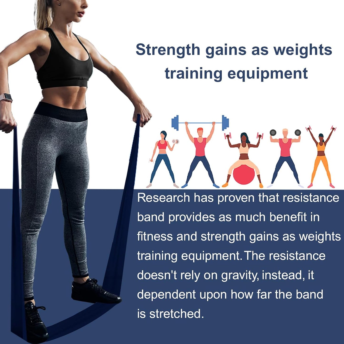 A AZURELIFE Professional Individual Exercise Resistance Bands, Single 5, 6,7 Ft or 8 Yards Elastic Bands, Non-Latex Stretch Bands for PT, Yoga, Pilates, Rehab, at-Home or The Gym Workouts
